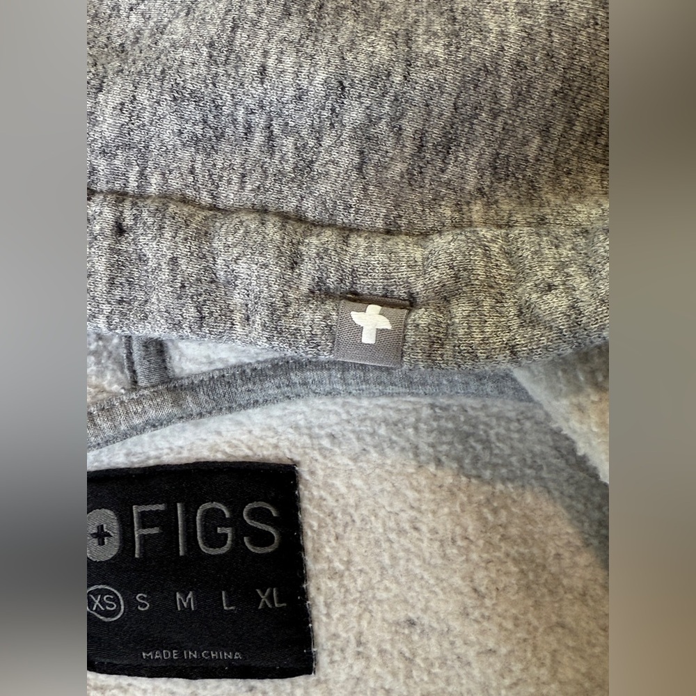 FIGS Sherpa Lined Zip Hoodie Jacket Heather Gray XS Cozy Fleece - Picture 6 of 6